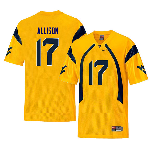 NCAA Men's Jack Allison West Virginia Mountaineers Yellow #17 Nike Stitched Football College Throwback Authentic Jersey NN23S25HS